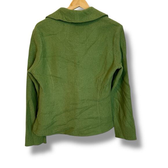 Bianca Green Boiled Wool 2-Button Blazer Jacket Soft Shell Size 8 Art To Wear - Picture 2 of 7